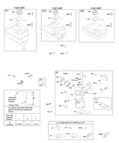 Carburetor, Carburetor Overhaul Kit, Fuel Supply Diagram and Parts List for 91232-1308-E1  Briggs and Stratton Engine